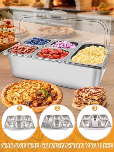 7 Grids Stainless Steel Topping Containers with Flip Lids in Silver Flip Cover, alternate view 6