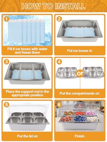 7 Grids Stainless Steel Topping Containers with Flip Lids in Silver Flip Cover, alternate view 7