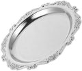 7 Inch Vintage Resistant Silver Tray Round Iron Serving Platter in Silver