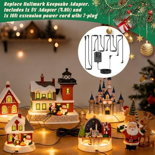 7-Output Power Cord Compatible with Hallmark Keepsake Christmas Ornament Storytellers Ornaments Replacement for, alternate