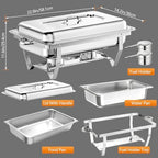 7 PACK Chafing Dish Buffet Set, 8QT Stainless Steel Chafing Dishes for Buffet, alternate view 2