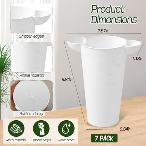 7 Pack Modern Round Vases Flower Buckets, 9.84 Inch Plastic Floral Flower Vases for Centerpieces Floral Display, alternate