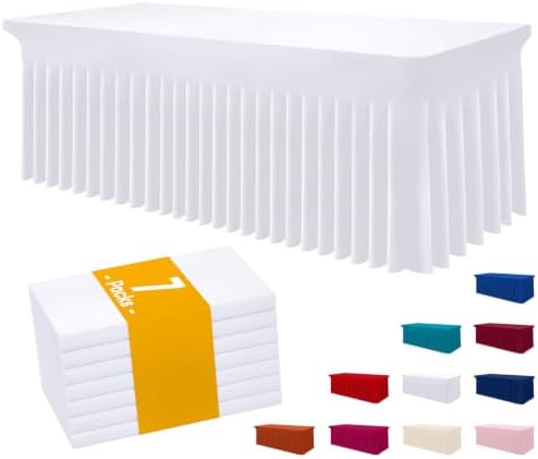7 Pack Spandex Elastic Fitted Table Cloth Skirt for 6FT Table