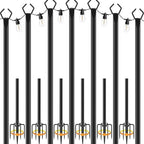 7 Pack String Light Poles, Metal Poles for Hanging Outdoor Light Strings,7 Pack 10 FT Light Poles Stand for
