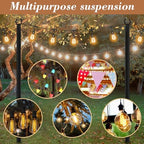 7 Pack String Light Poles, Metal Poles for Hanging Outdoor Light Strings,7 Pack 10 FT Light Poles Stand for, alternate view 3