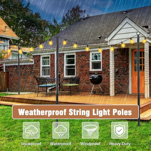 7 Pack String Light Poles, Metal Poles for Hanging Outdoor Light Strings,7 Pack 10 FT Light Poles Stand for, alternate view 5