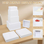 7 Pcs Acrylic Buffet Risers Set - Square Display Stands 6.8" to 12", Clear Cube Boxes for Cakes, Desserts, alternate view 5