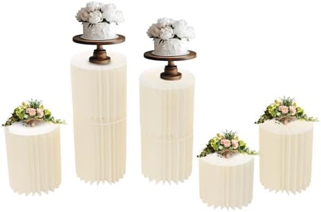 7 Pcs Cake Display Stands, Cardboard Cupcake Buffet Risers, 12" Foldable Reusable Food Display Risers With