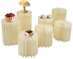 7 Pcs Cake Display Stands, Cardboard Cupcake Buffet Risers, 12" Foldable Reusable Food Display Risers With