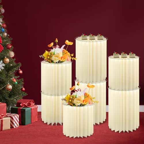 7 Pcs Cake Display Stands, Cardboard Cupcake Buffet Risers, 12" Foldable Reusable Food Display Risers With, alternate view 2
