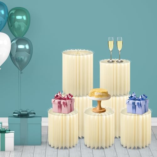 7 Pcs Cake Display Stands, Cardboard Cupcake Buffet Risers, 12" Foldable Reusable Food Display Risers With, alternate view 6