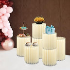 7 Pcs Cake Display Stands, Cardboard Cupcake Buffet Risers, 12" Foldable Reusable Food Display Risers With, alternate view 7