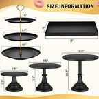 7 Pcs Cake Stand Set Metal Dessert Table Display Holder, Black in Black, alternate view 3
