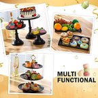 7 Pcs Cake Stand Set Metal Dessert Table Display Holder, Black in Black, alternate view 6