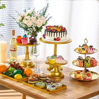 7 Pcs Cake Stand Set Metal Dessert Table Display Holder, Gold in Gold, alternate view 2