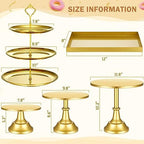 7 Pcs Cake Stand Set Metal Dessert Table Display Holder, Gold in Gold, alternate view 3