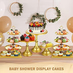 7 Pcs Cake Stand Set Metal Dessert Table Display Holder, Gold in Gold, alternate view 5