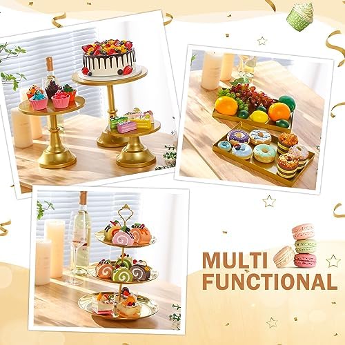 7 Pcs Cake Stand Set Metal Dessert Table Display Holder, Gold in Gold, alternate view 6