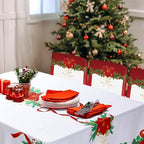 7 Pcs Christmas Chair Protector Cover and Tablecloth Set Stretch Removable Washable 60"x84" Table Cover and, alternate view 2
