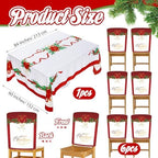 7 Pcs Christmas Chair Protector Cover and Tablecloth Set Stretch Removable Washable 60"x84" Table Cover and, alternate view 3