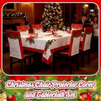 7 Pcs Christmas Chair Protector Cover and Tablecloth Set Stretch Removable Washable 60"x84" Table Cover and, alternate view 5