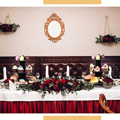 7 Pcs Dessert Table Display Set 3 Tiered Cupcake Stand, Black in Black, alternate view 6