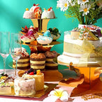 7 Pcs Dessert Table Display Set 3 Tiered Cupcake Stand, Gold in Gold, alternate view 2
