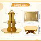 7 Pcs Dessert Table Display Set 3 Tiered Cupcake Stand, Gold in Gold, alternate view 3