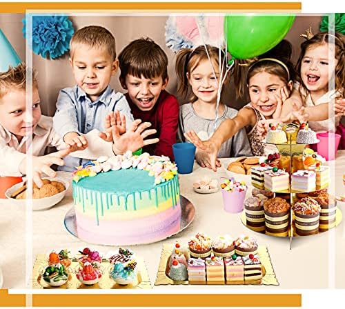 7 Pcs Dessert Table Display Set 3 Tiered Cupcake Stand, Gold in Gold, alternate view 5