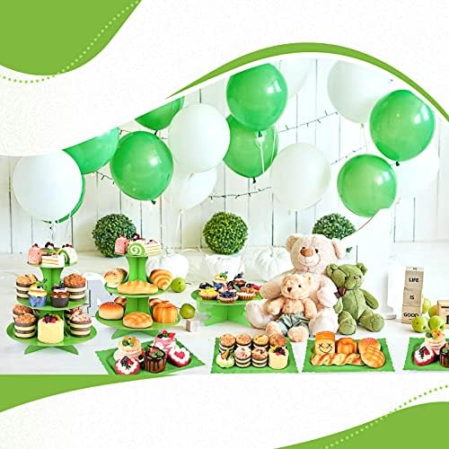7 Pcs Dessert Table Display Set 3 Tiered Cupcake Stand, Green in Green, alternate view 5