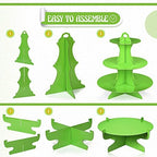 7 Pcs Dessert Table Display Set 3 Tiered Cupcake Stand, Green in Green, alternate view 6
