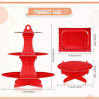 7 Pcs Dessert Table Display Set 3 Tiered Cupcake Stand, Red in Red, alternate view 3