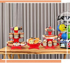 7 Pcs Dessert Table Display Set 3 Tiered Cupcake Stand, Red in Red, alternate view 4