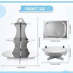 7 Pcs Dessert Table Display Set 3 Tiered Cupcake Stand, Silver in Silver, alternate view 3