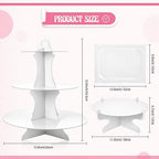 7 Pcs Dessert Table Display Set 3 Tiered Cupcake Stand, White in White, alternate view 3