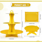 7 Pcs Dessert Table Display Set 3 Tiered Cupcake Stand, Yellow in Yellow, alternate view 3