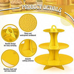 7 Pcs Dessert Table Display Set 3 Tiered Cupcake Stand, Yellow in Yellow, alternate view 4