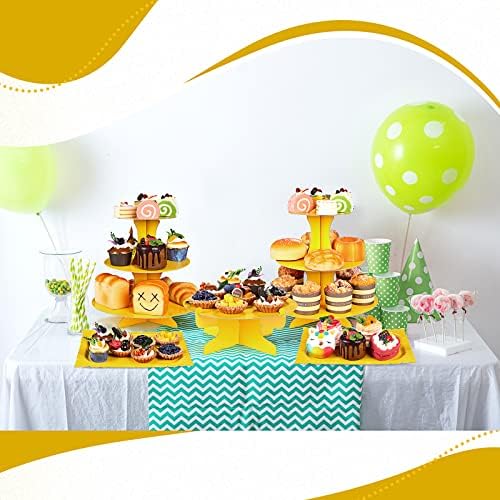 7 Pcs Dessert Table Display Set 3 Tiered Cupcake Stand, Yellow in Yellow, alternate view 5