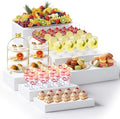 7 Pcs Extra Large Acrylic Buffet Risers, 10-16" Rectangle, White in 7.2 to 16" in White