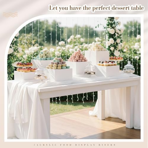 7 Pcs Extra Large Acrylic Buffet Risers, 10-16" Rectangle, White in 7.2 to 16" in White, alternate view 4