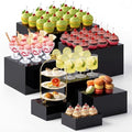 7 Pcs Extra Large Acrylic Buffet Risers, 8-14" Square, Black in 7.2 to 16" in White