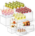 7 Pcs Extra Large Acrylic Buffet Risers, 8-14" Square, Clear in 7.2 to 16" in White