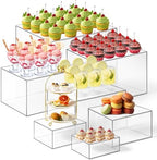 7 Pcs Extra Large Acrylic Buffet Risers, 8-14" Square, Clear in 7.2 to 16" in White