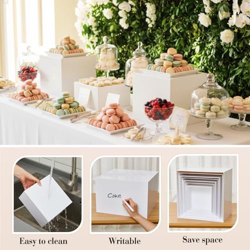 7 Pcs Extra Large Acrylic Buffet Risers, 8-14" Square, White in 7.2 to 16" in White, alternate view 3