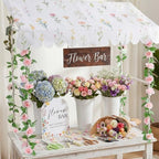 7 Pcs Flower Bar Stand Kit Flower Display Bloom Bar with 1 Set Plastic Stand 1 Floral Sunshade Cloth 4 Rose