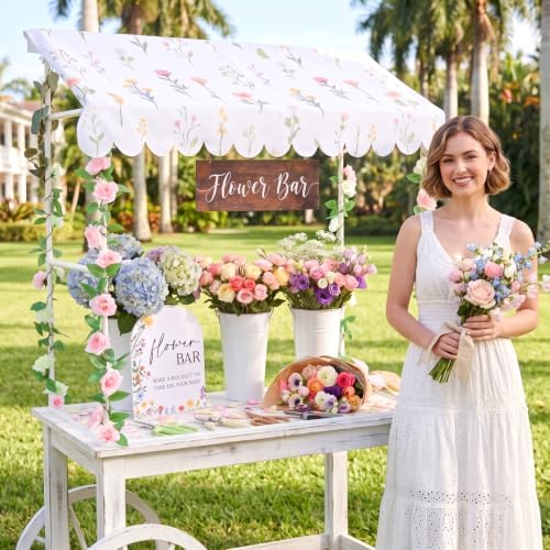 7 Pcs Flower Bar Stand Kit Flower Display Bloom Bar with 1 Set Plastic Stand 1 Floral Sunshade Cloth 4 Rose, alternate view 3