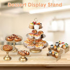 7 Pcs Gold Metal Cake Stand Set, Dessert Table Display Set with 3 Sizes Round Pedestal Stands Tiered Cupcake, alternate view