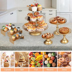 7 Pcs Gold Metal Cake Stand Set, Dessert Table Display Set with 3 Sizes Round Pedestal Stands Tiered Cupcake, alternate view