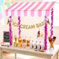 7 Pcs Ice Cream Bar Stand Supplies Ice Cream Bar Cart Party Decoration with 1 Set Plastic Stand 1 Pink and White