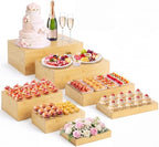 7 Pcs Large 12 in Bamboo Buffet Display Risers Set in Bamboo